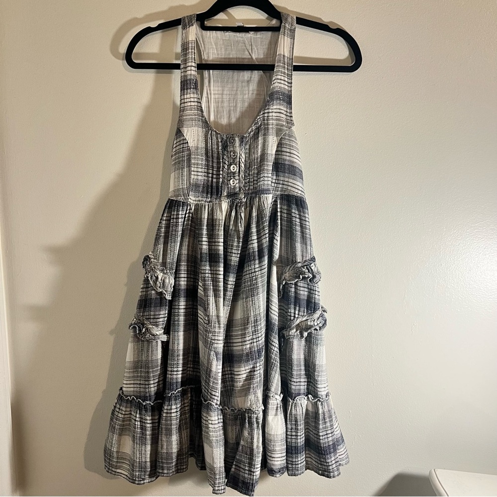 Cute Plaid Sleeveless Dress with Ruffles Juniors SZ: S